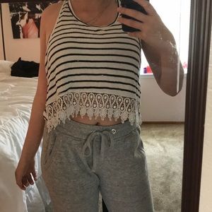 Striped tang top/ crop top💛